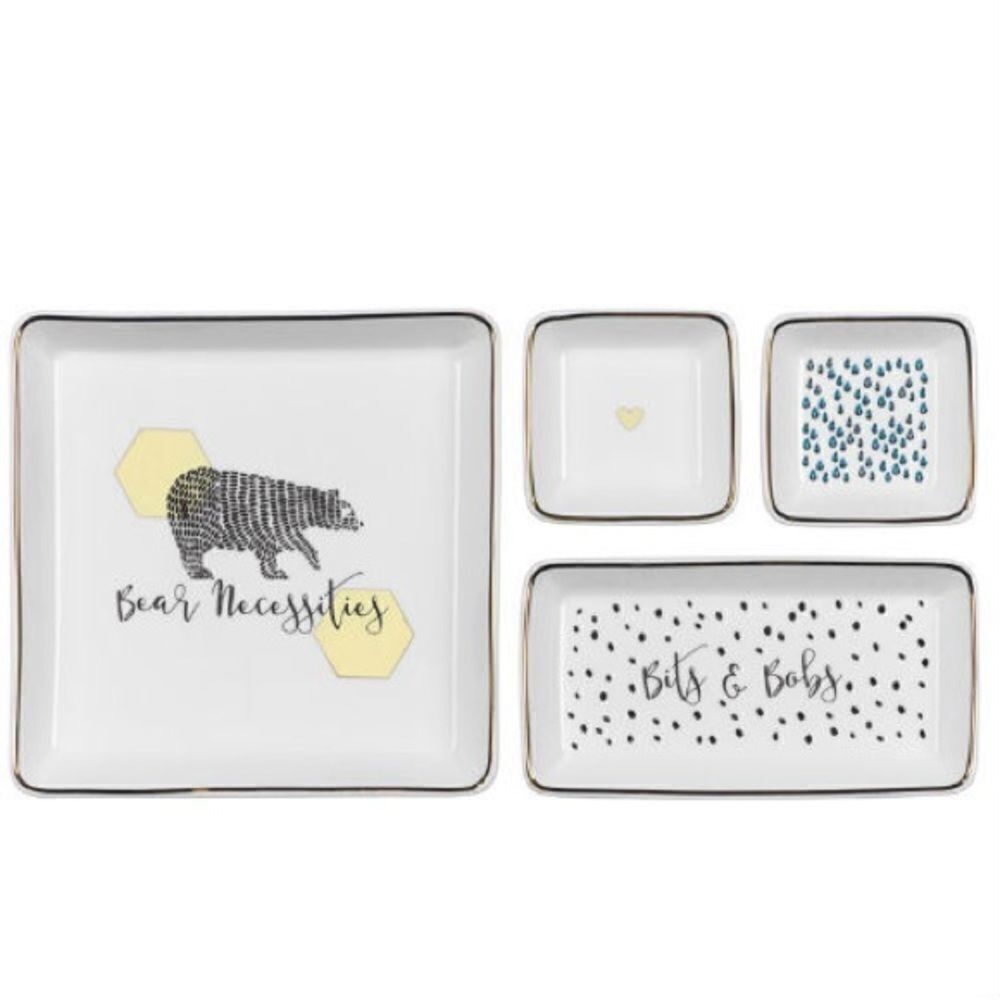 🆕 Folklore Porcelain Trinket Trays x4 Bear